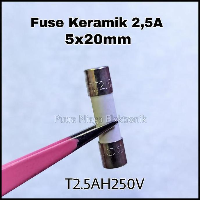 Diskon (1) Fuse Keramik 2,5A 250V 2cm Ceramic 2.5A 5x20mm Sikring T2.5AH250V putran1a Segera Dapatka