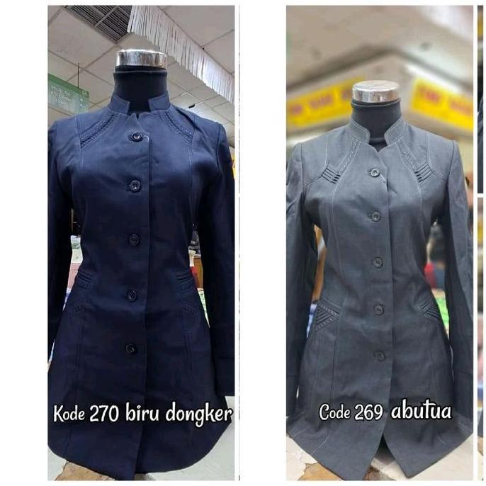 Setelan Blazer Abu Tua Baju Seragam Dongker Guru Wanita Set Rok dan Celana Kantor Kerja