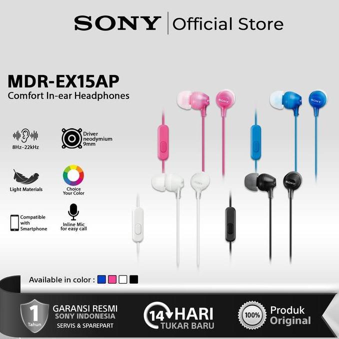 NEW SONY MDR EX15AP / SONY EX15AP / MDR EX15AP / EX15AP INEAR HEADSET ORI