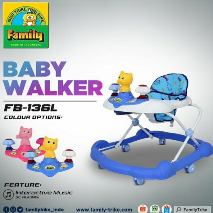 Lazzbuina - Baby Walker Family 136L Roda Belajar Jalan Bayi Biru/Pink
