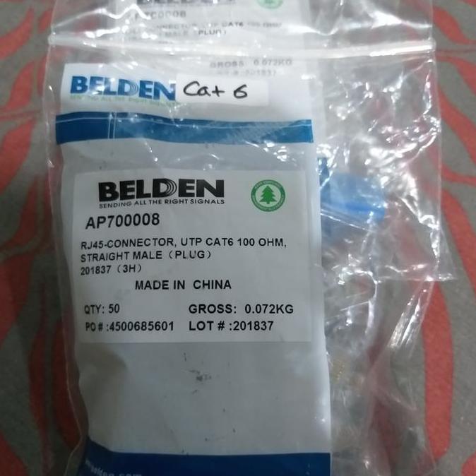 belden cat 6 konektor @50bh / konektor RJ45 belden cat6 / RJ45 cat 6
