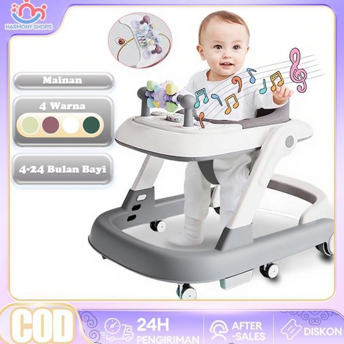 Lazzbuina - Baby Walker Lipat Roda Bayi Kereta Bayi Belajar Jalan