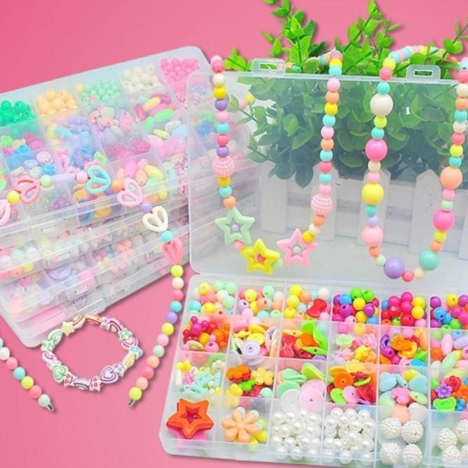 New- Mainan Meronce Manik Anak DIY Edukasi Ronce Gelang Kalung Kreatifitas