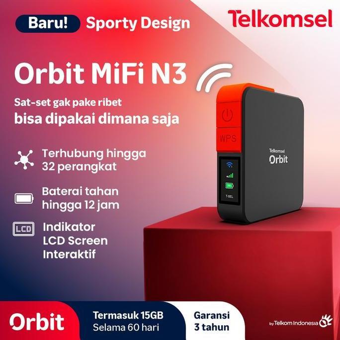 Modem Telkomsel Orbit Mifi N3 - HKM M23 Modem Mifi Wifi 4G Portable High Speed Bonus Data - Mifi N3 