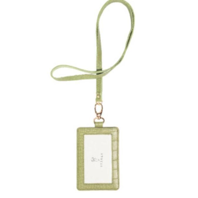 NEW LANYARD ID CARD VINTAGE HOLDER AESTHETIC KULIT ASLI STARKE FURY CHITAL TEXTURE CRORO SAGE GREEN 