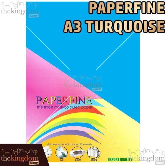 Paperfine Kertas Hvs Warna A3 Turquoise Biru Tua Isi 100 Lembar Kode Warna 220