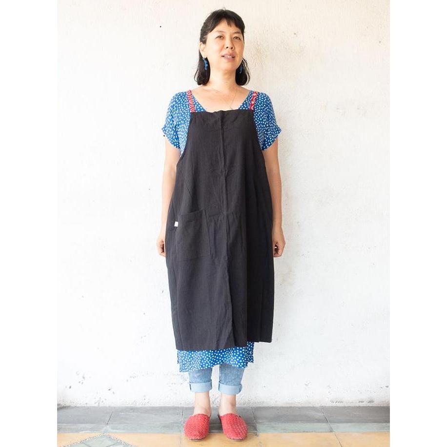 Linen apron masak (Hitam)