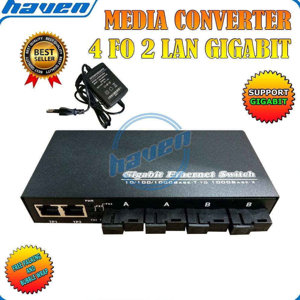 Switch Fiber Optik Ethernet Fiber Switch Gigabit 4 FO 2 LAN / Media Converter Gigabit 4 FO 2 LAN Too