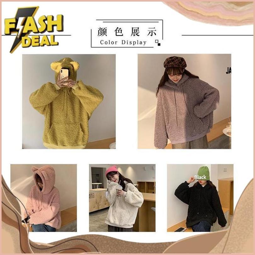 Trending Kja-15 Jaket Luaran Wanita Import Korea Jepang Big Size Wol Bulu Kuping Beruang Winter Musi