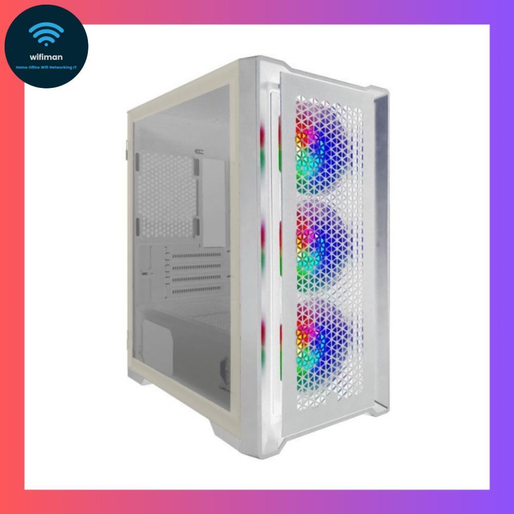 Cube Gaming Alta USB C Free 3 Fans - mATX PC Case Tempered Glass White Black Hitam Putih Mid Tower D