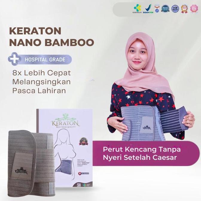 KERATON Korset Nano Bamboo Postpartum Corset Pelangsing Pasca Melahirkan Ceasar Normal Premium Antib