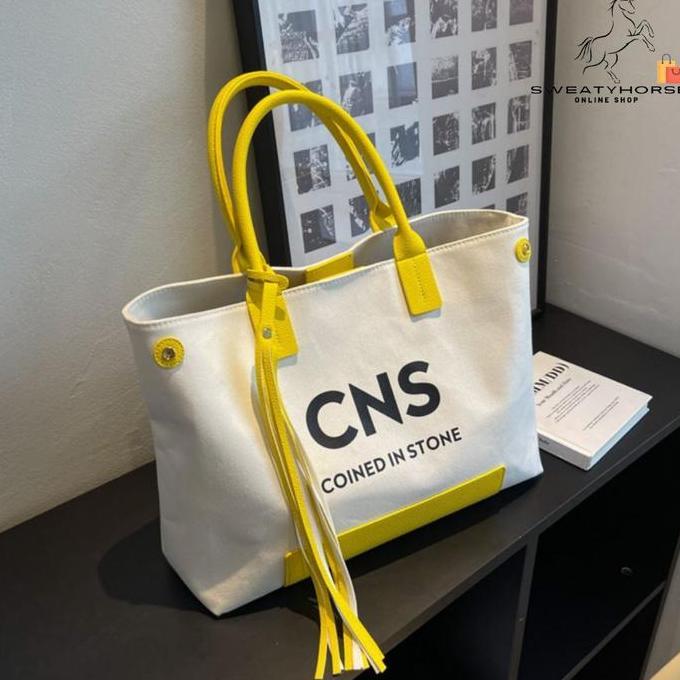 TAS JINJING WANITA IMPORT KANVAS HANDBAG BESAR TAS BAHU CNS TENTENG Canvas Tote Totebag