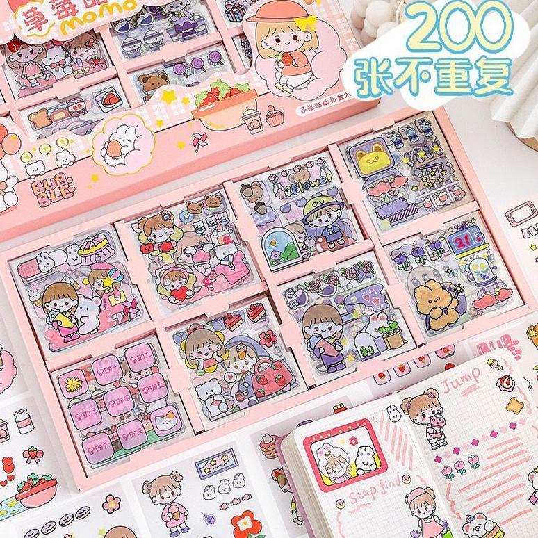 200 Lembar Sticker Box Pvc Jumbo Size Stiker New