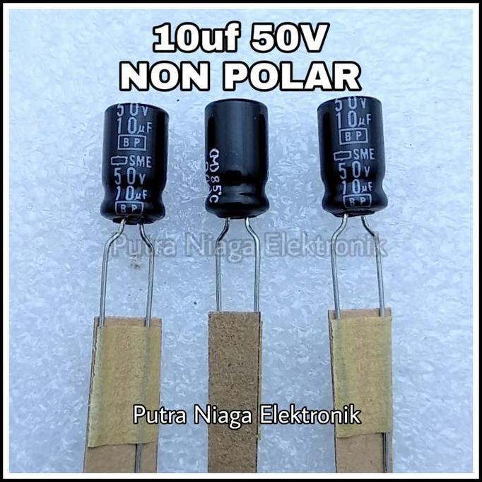 (5) Elco 10uf 50V Non Polar / BP Kapasitor NonPolar 10 uF 50 V putran1a Berkualitas