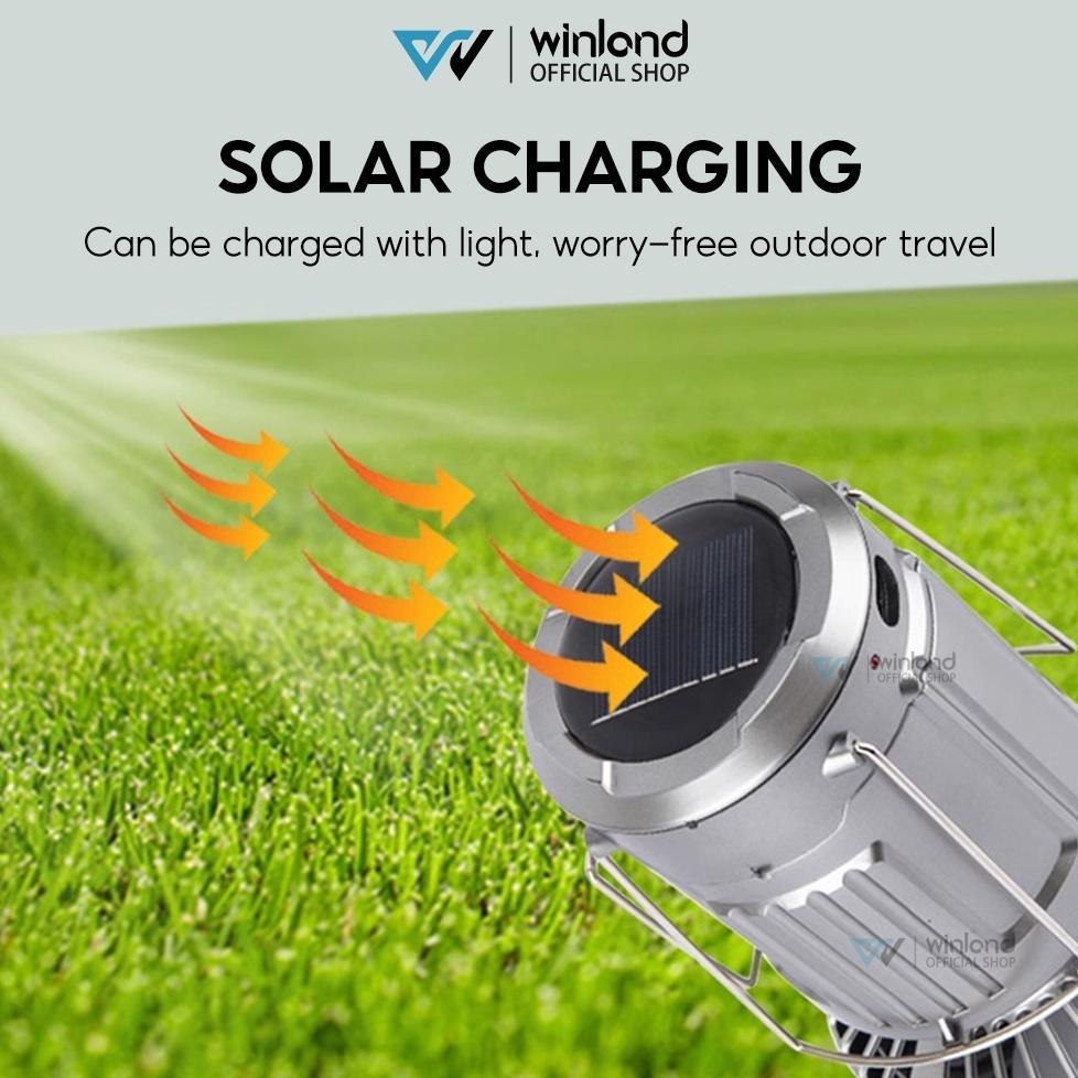 Lampu Emergency Camping LED kipas Lampu Solar 2 in 1 Lampu Portable Lantern Telescopic Torch Lampu K