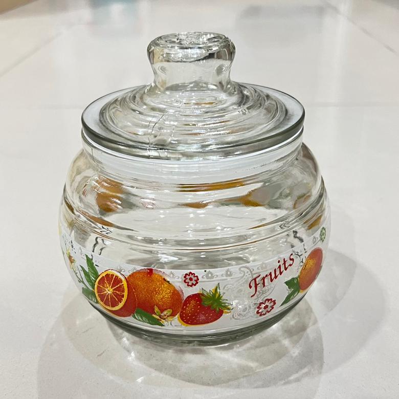 Toples kaca bulat kedap udara ukuran 1 liter gtj1000