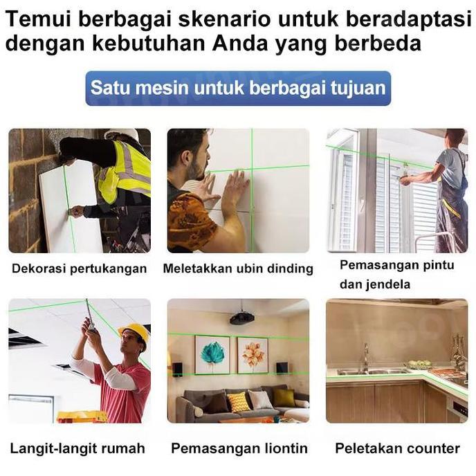 Bahreee_ - Dewei Laser Level 4D 8/12/16 Line Waterpass Laser Hijau Outdoor Indoor
