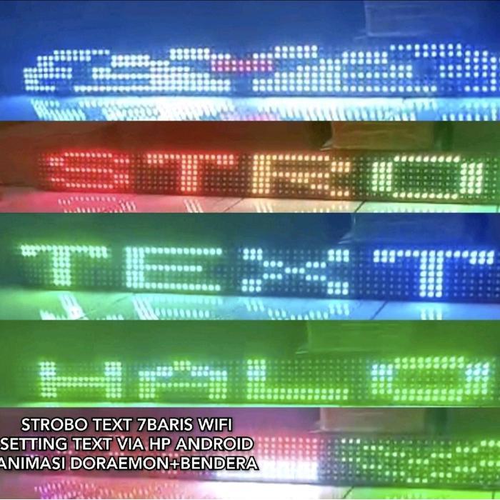 Lampu Strobo Teks 7 Baris Wifi Setting Tulisan Via Hp Android 12V/24V Mobil Truk & Bus Car Lampu Lan