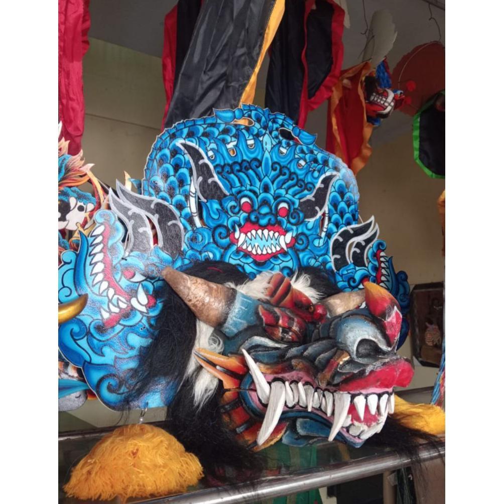 Barongan Devil Anak Kayu Ukuran 18-20 Warna Biru Merah Dskn11