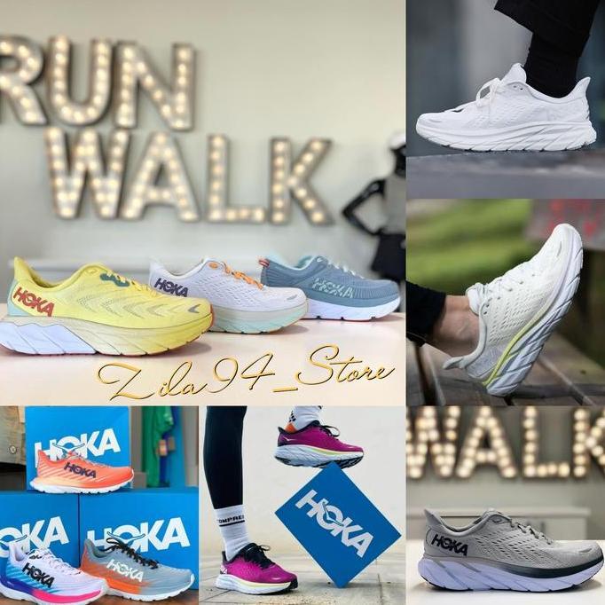 Sepatu Running Wanita Hoka Clifton 8 White Purple Premium