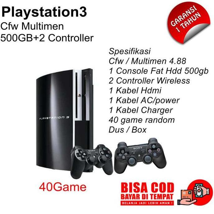 ps3 sony hardisk int 500gb 40game 2 stik bluetooth