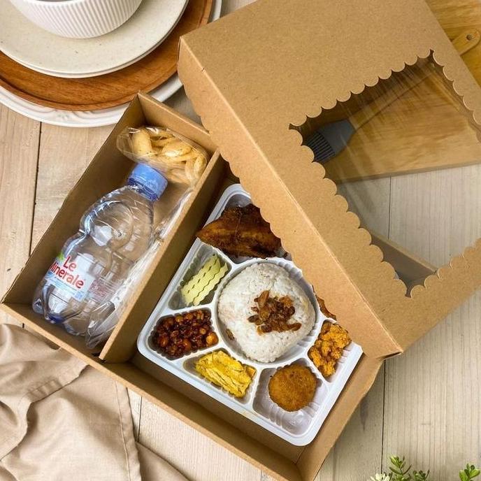 Terlaris Box Catering - Dus Lunch Box Kotak Makan Nasi Katering Sekat Botol Minum Dus Packaging Wind