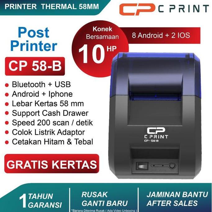 Printer thermal / Printer Bluetooth Thermal Kasir 58mm CP-58B Wireless Garansi 1 Tahun Portable Labe