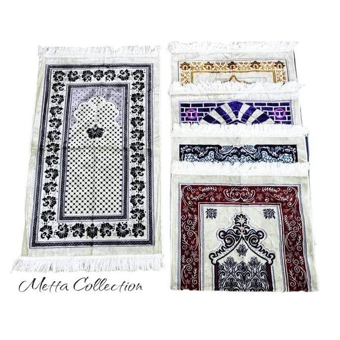 Sajadah Tebal Exclusive Premium Lurex Perak Dasar Putih Halus Lembut