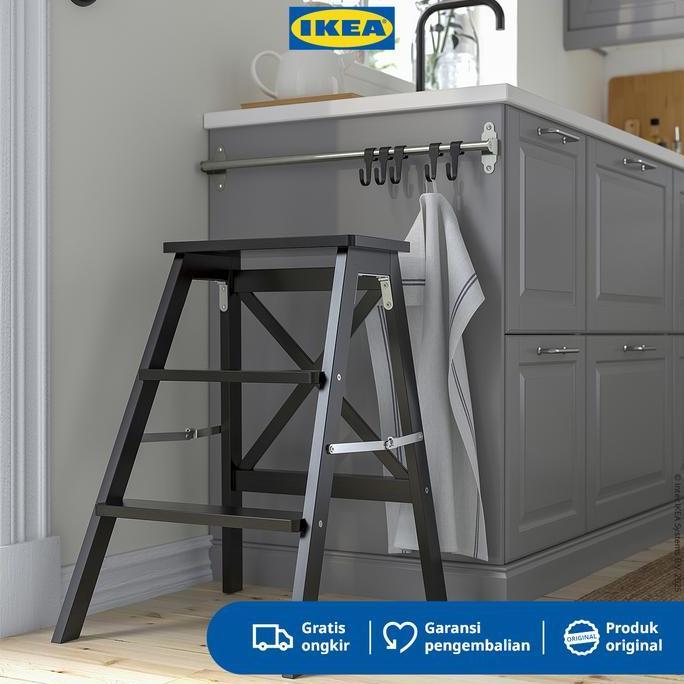 IKEA BEKVAM Tangga 3 Tingkat Serbaguna Hitam 63 cm Kayu .