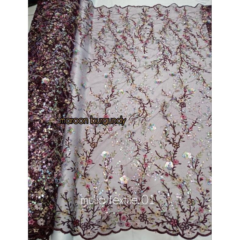 kain/bahan tile garden Payet/tile bordir bunga