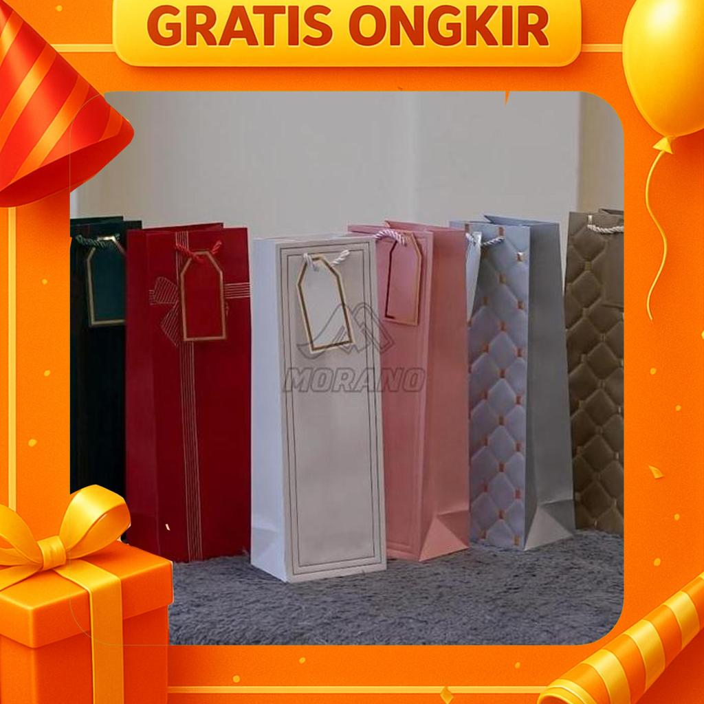 [Premium] Paper Bag Botol Emboss Bottle Bag Tas Hadiah Hampers Goodie Bag Tas Souvenir Botol