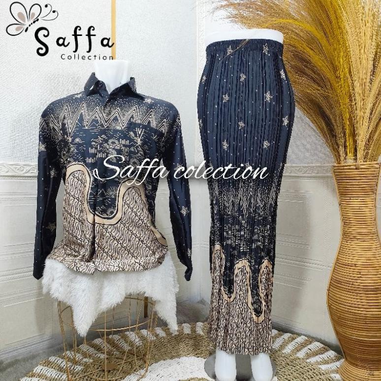 SET COUPLE KEMEJA BATIK ROK PLISKET / COUPLE BATIK / KEMEJA BATIK COUPLE ROK / COUPLE