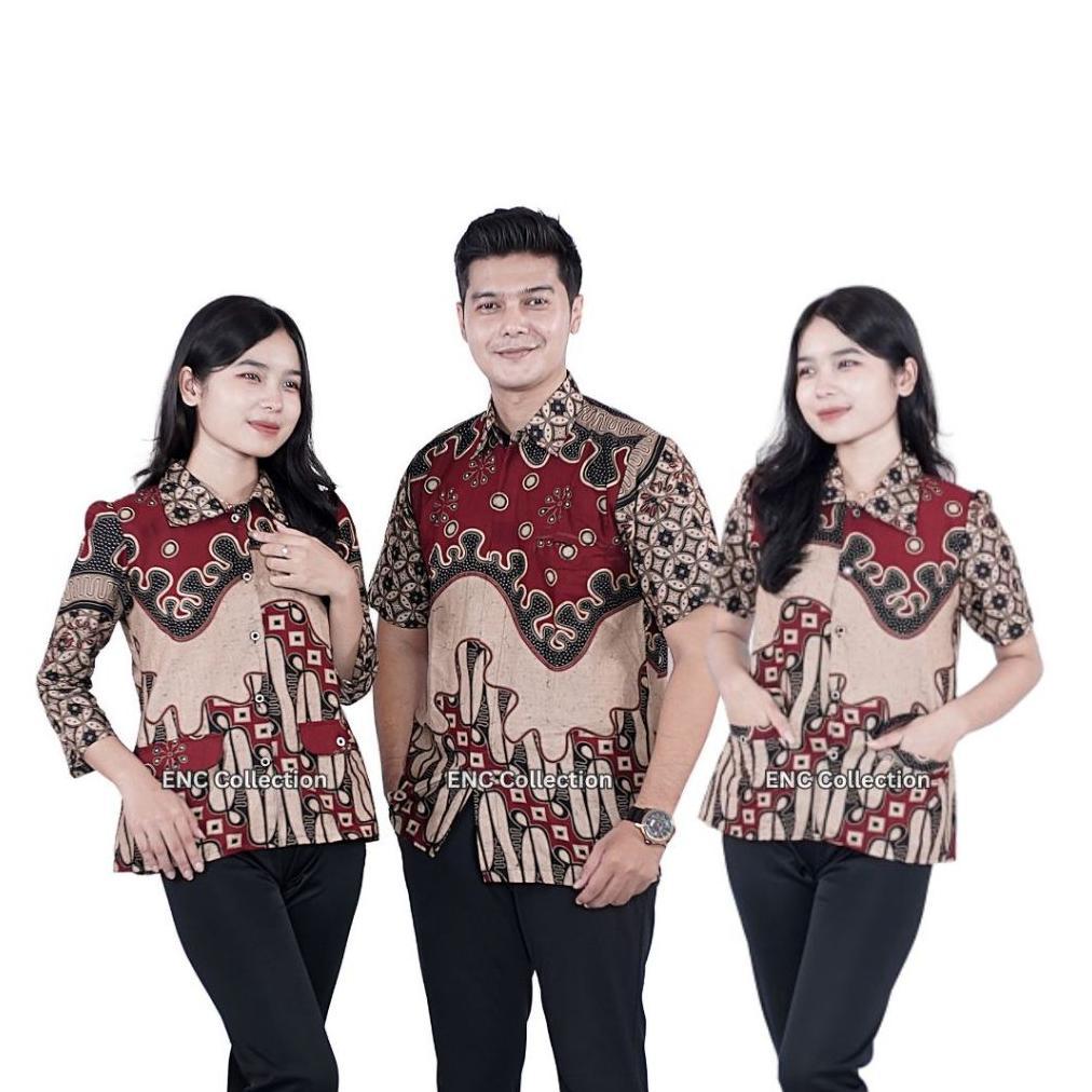 Blouse Batik Paradise Batik Couple - Batik Wanita Kemeja - Atasan Modern Batik - Hem Batik Pria Sera