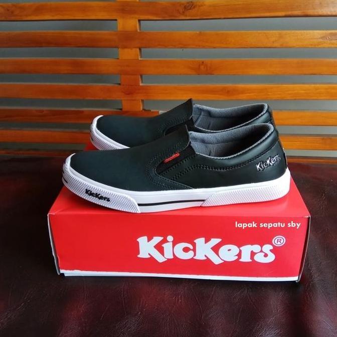 SEPATU KICKERS MX ONE SLIP ON SLOP HITAM COKLAT TUA TAN CASUAL SANTAI PRIA KERJA SEKOLAH TANPA TALI 