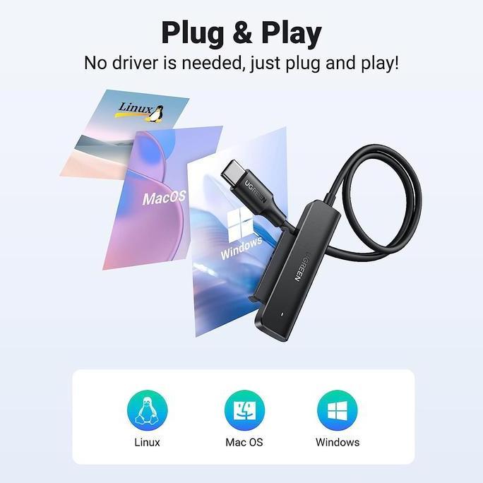 Ugreen Usb C to Sata 2.5" HDD Ugreen Converter Usb C to Sata 2.5" SSD Terlaris
