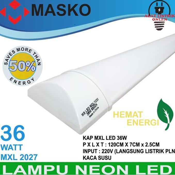 TERBARU - Lampu TL Neon MXL Plastik LED 18 Watt 36 Watt Putih 6500K MASKO
