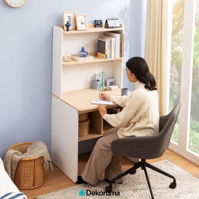 Dekoruma KISEI Meja Belajar Dengan Rak Atas / Meja Kerja CO