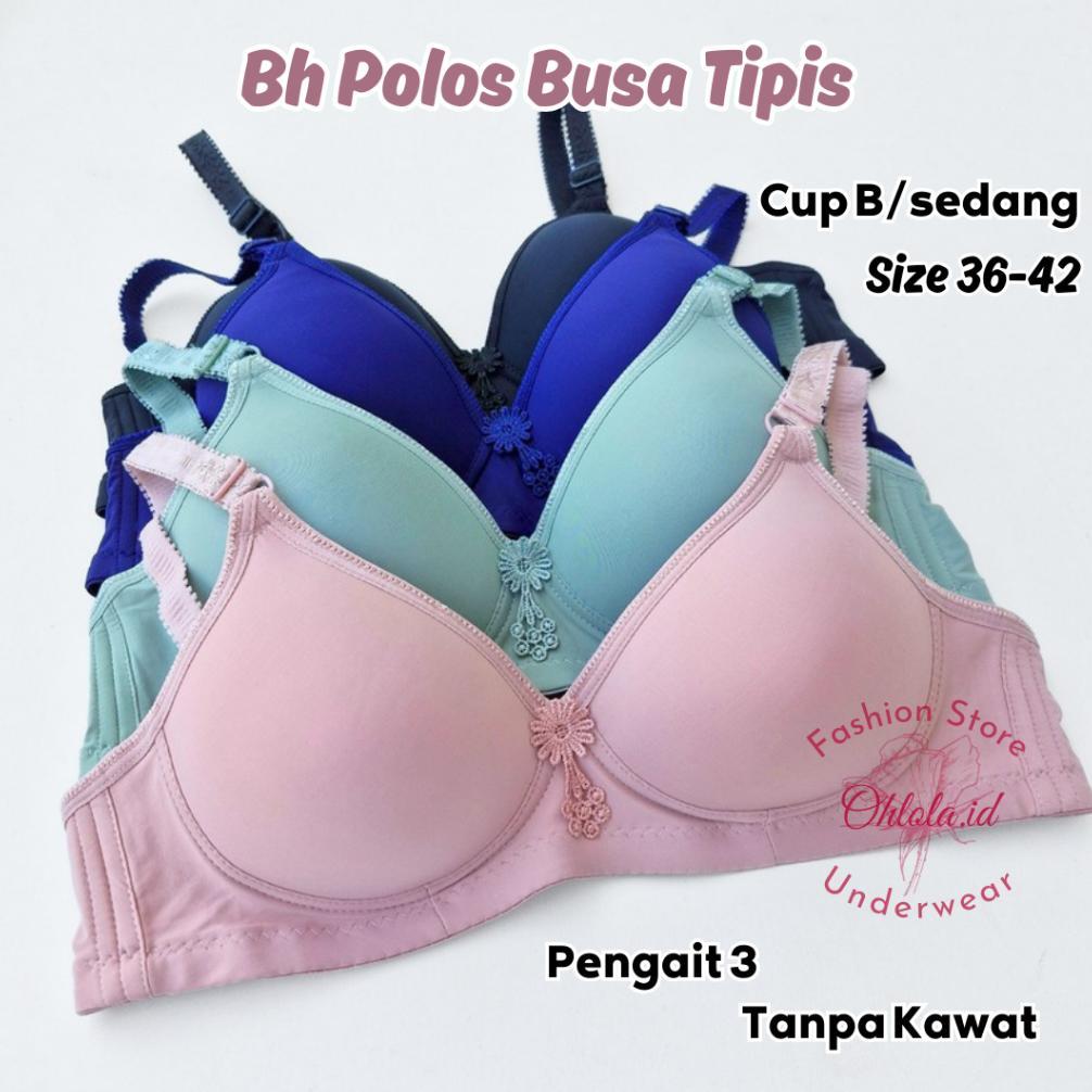5 Pcs Bra Jolly Toyazi Polos Katun Lembut Bra Tanpa Kawat Wanita Bh Cup Sedang