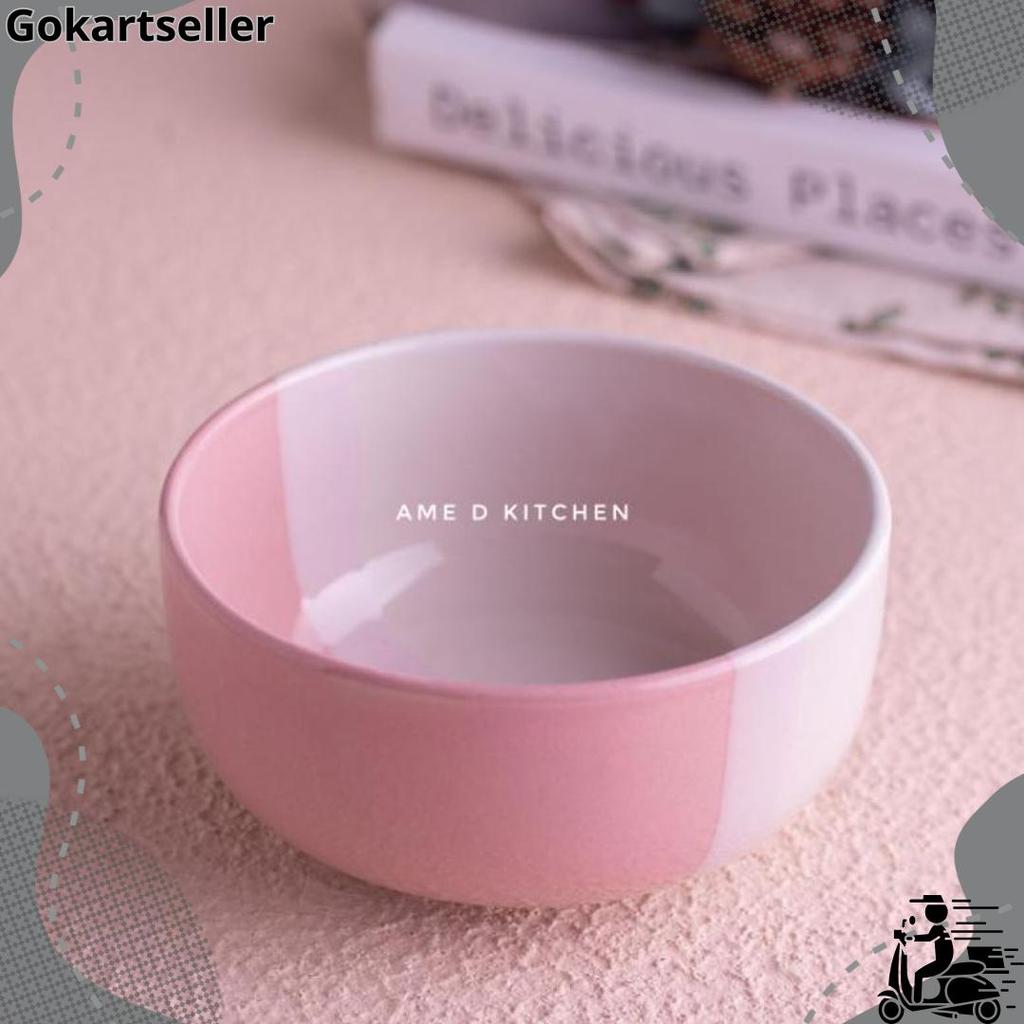 Harga Grosir Mangkok Sup Bulat Keramik Two Tone Pink
