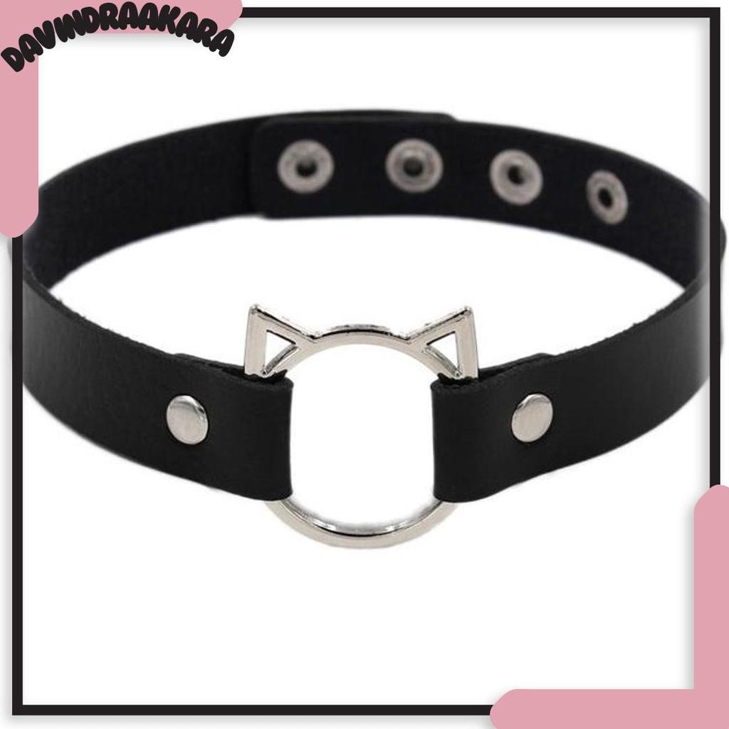 Produk Baru Choker Kulit Premium Ring Gesper Hati Salib Kucing Cosplay Punk Pu Leather Jepang