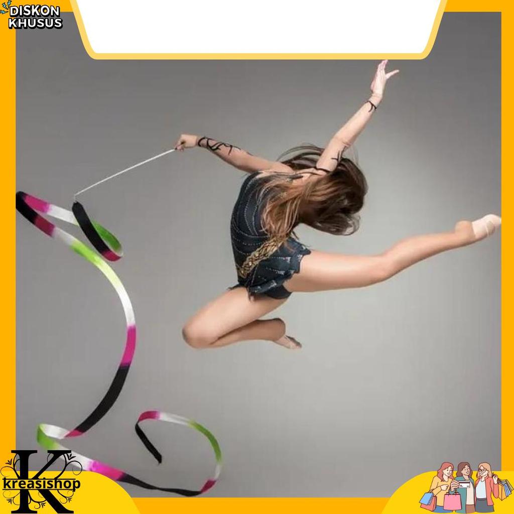 Super 4M Twirling Pita Stick Alat Tari Tamborin Gereja Props Senam Ballet Pita Twirl Ribbon
