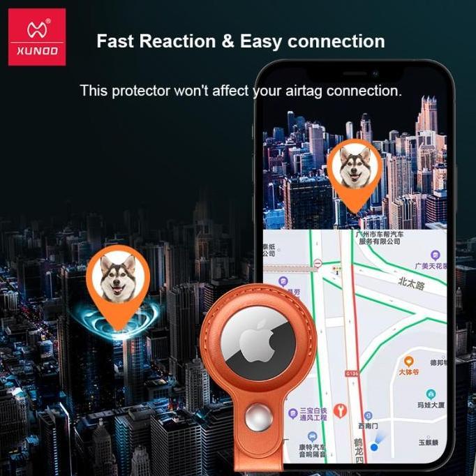 New- XUNDD Original Apple Airtag Case Keychain Holder PU Leather Synthetic