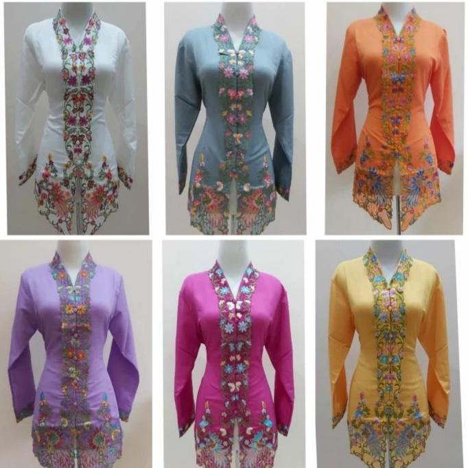 Kebaya encim Betawi/kebaya encim lengan panjang/kebaya bordir warna