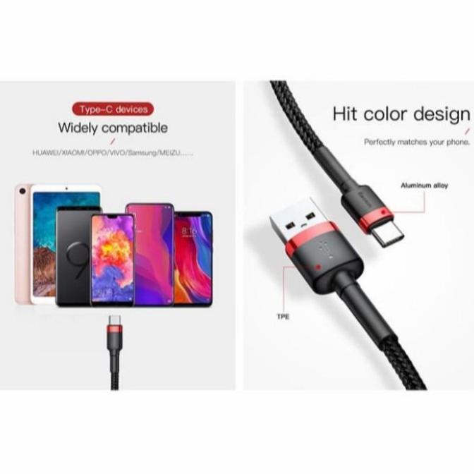 New- KABEL DATA USB TO TYPE-C BASEUS CAFULE CABLE FOR TYPE-C 2A 2M
