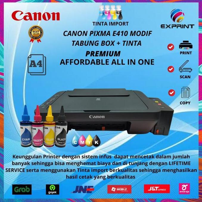Printer Canon Pixma E410 Infus Tabung Box Tinta Premium Terlaris