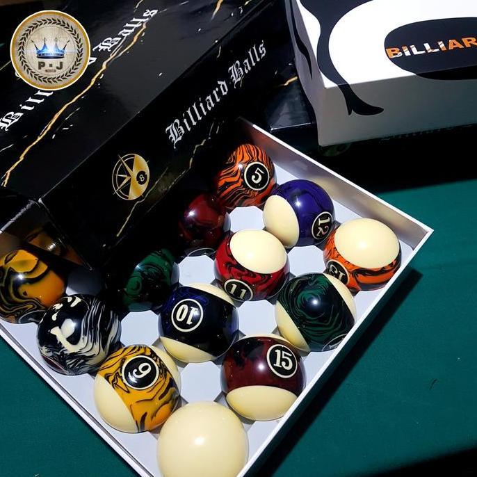 PJ - Set Bola Billiard | Stylish - Marbled Pattern | Meja 9 Ft Terlaris
