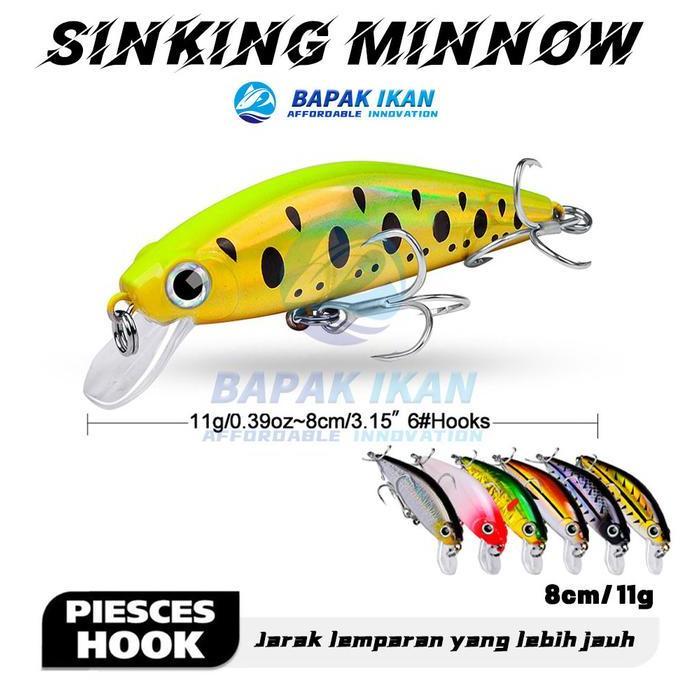 8cm/11g Umpan Lure Minnow Slow Sinking Fishing Bait Tackle Lure For Fishing Swim Bait Lure Hook Fish