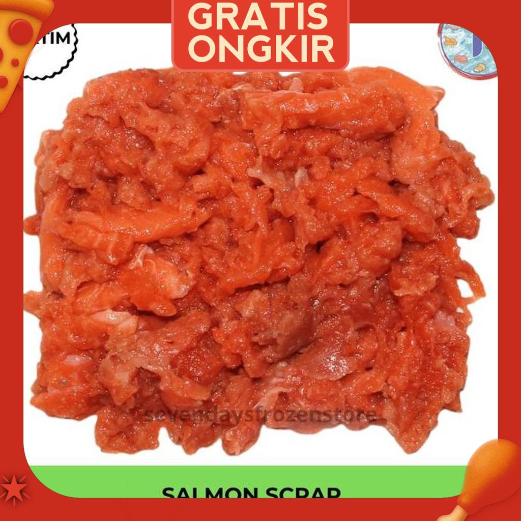 Salmon Scrap Tetelan Daging Ikan Salmon Beku Frozen 200 Gr