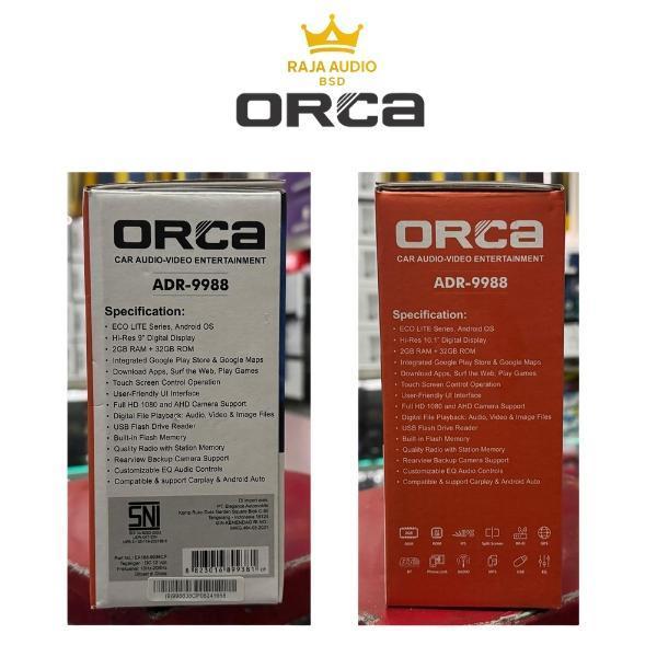 Orca Eco Lite Adr-9988 Head Unit Android 9 Inch Ips Hd, 2Gb 32Gb, Wired Carplay, Gps, Kamera Ahd, Sp