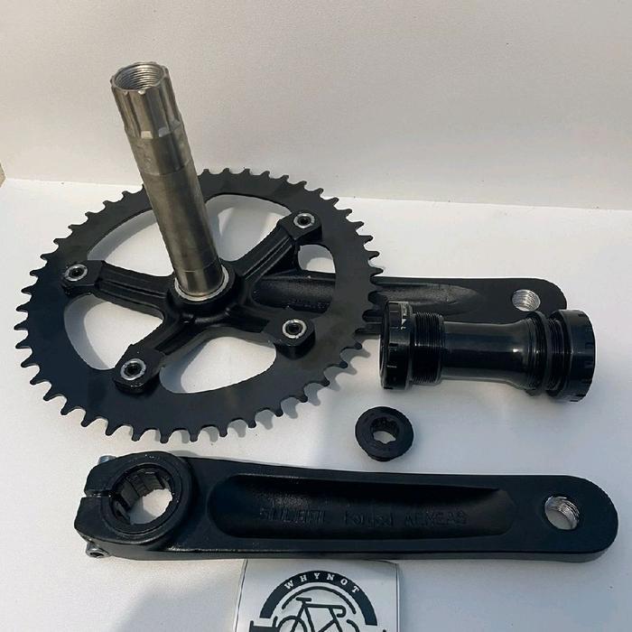Crankset Crank Sepeda Fixie / Lipat / Citybike Single Speed 46T + Bb Hollowtech2 & Tutup Crank Origi